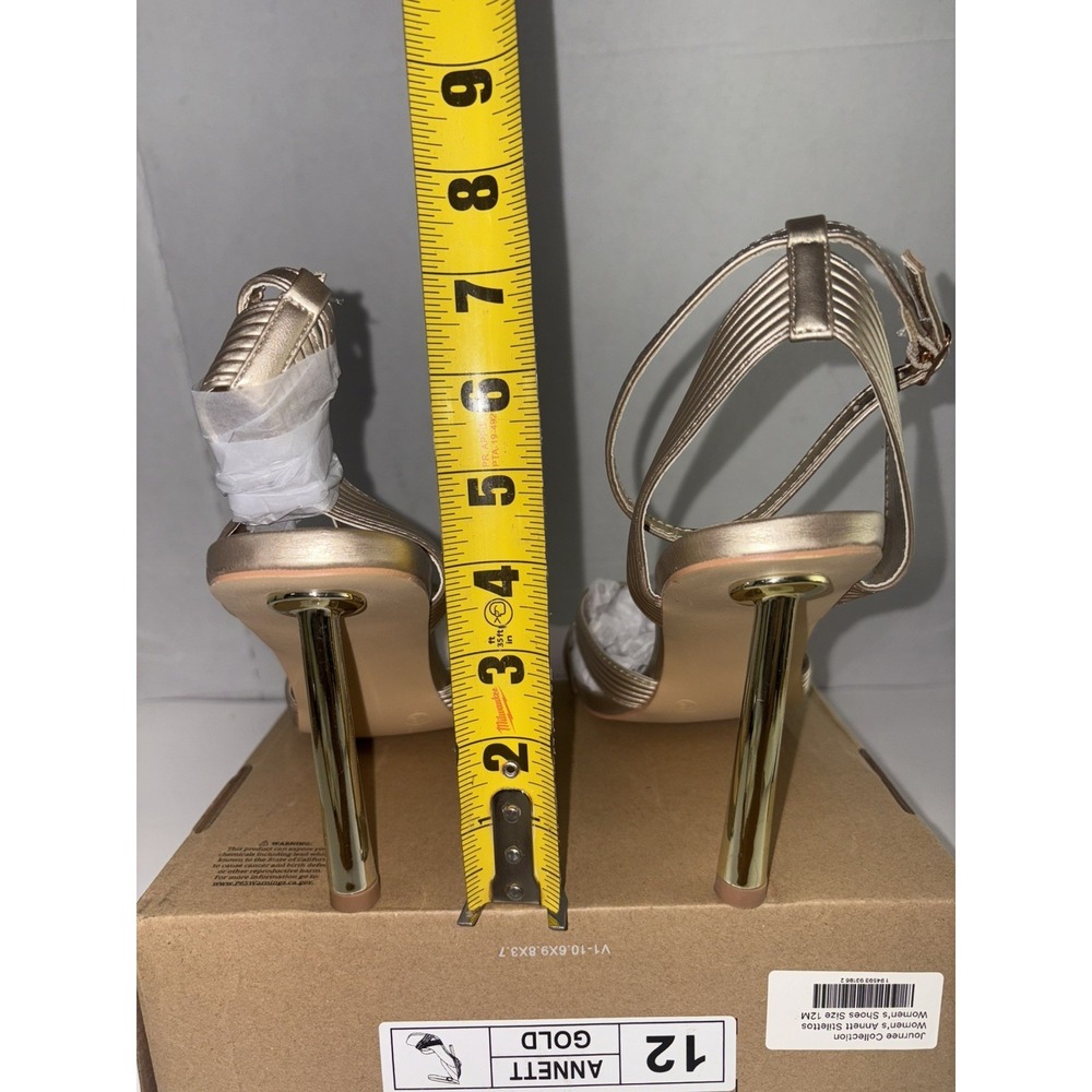Journee Collection Women's Annett Gold Mid Heel Open Toe Pumps Strappy Size 12M - Picture 4 of 7